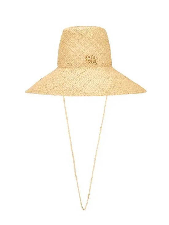 Monogram-Embellished Wide Brim Straw Hat - Natural main image 6